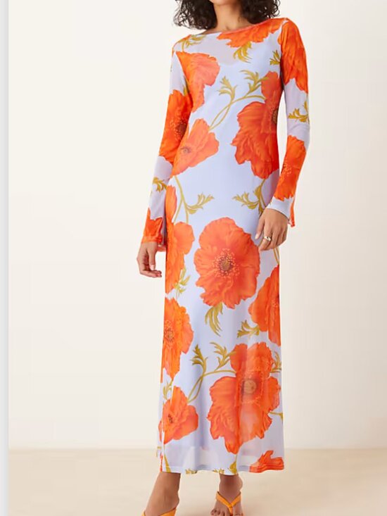 Never Fully Dressed Dresses & Skirts - Never Fully Dressed Mesh Maxi Dress In Blue Poppy Dopamine